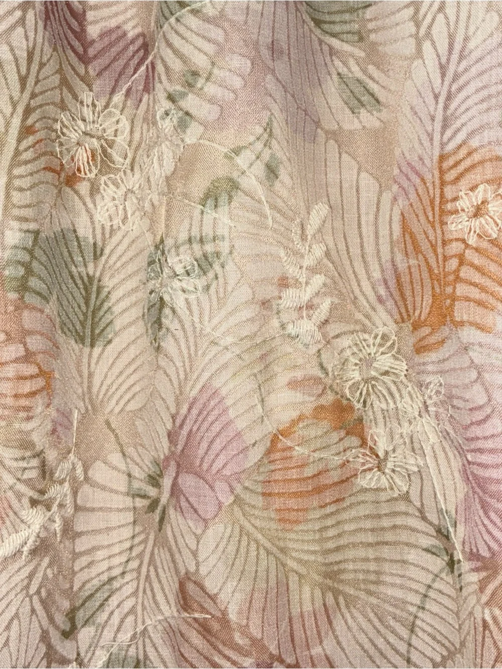 Kirious Los Angeles Embroidered Floral Pastel A-Line Cottagecore Midi Skirt